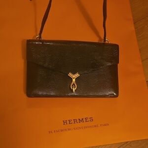 Hermès Black Lizard Shoulder Bag